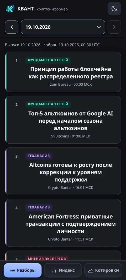 Разборы дня в приложении